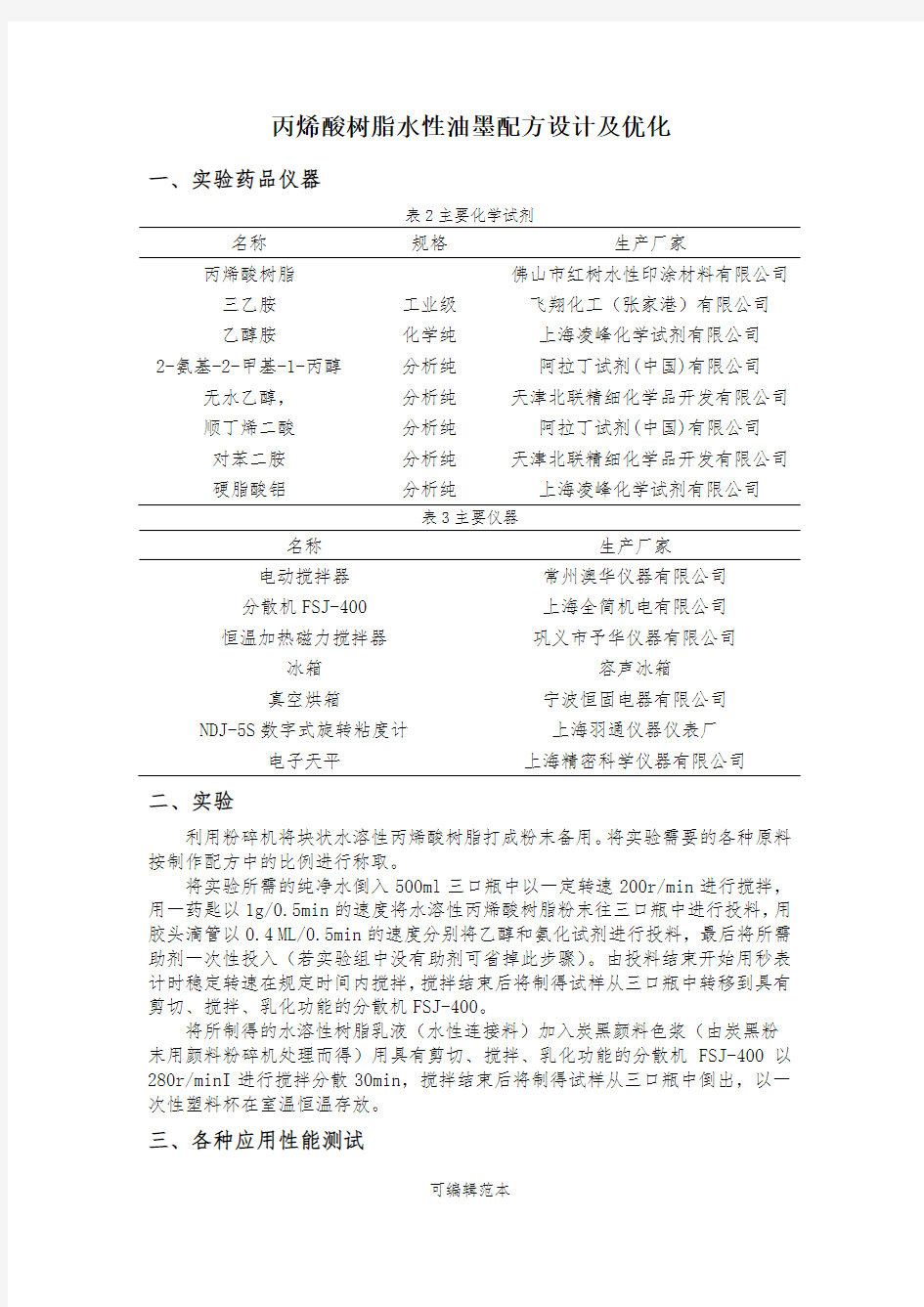 丙烯酸树脂水性油墨配方设计及优化