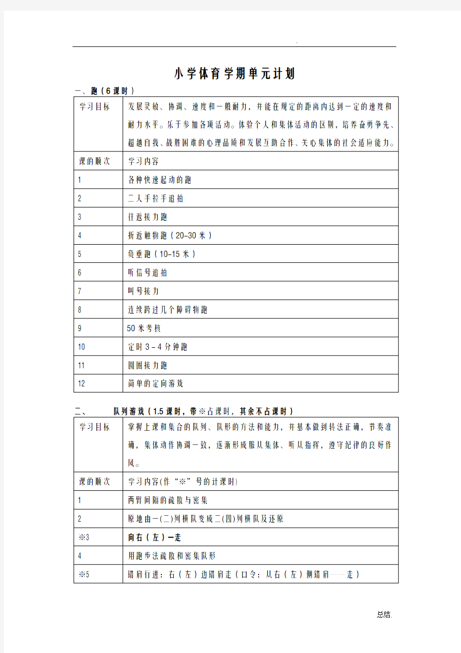 小学体育教案全集全部