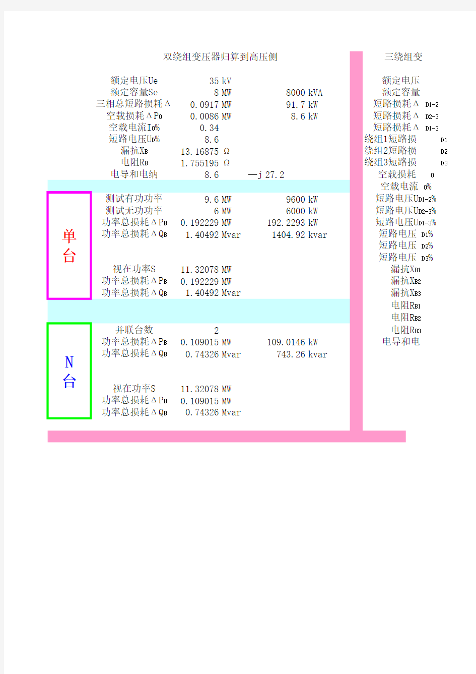 变压器计算阻抗损耗