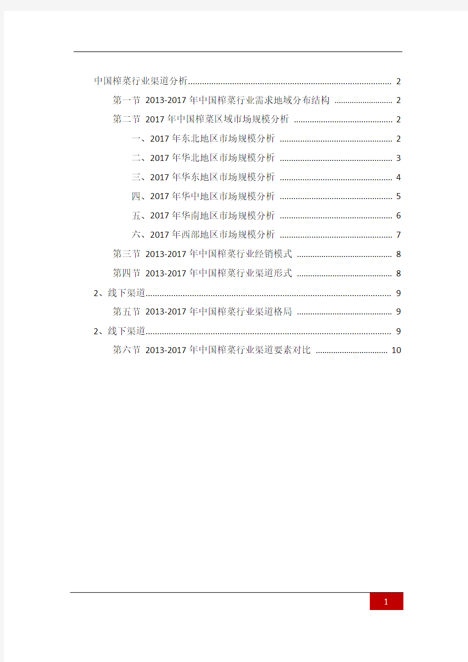 中国榨菜行业渠道分析(上海环盟)