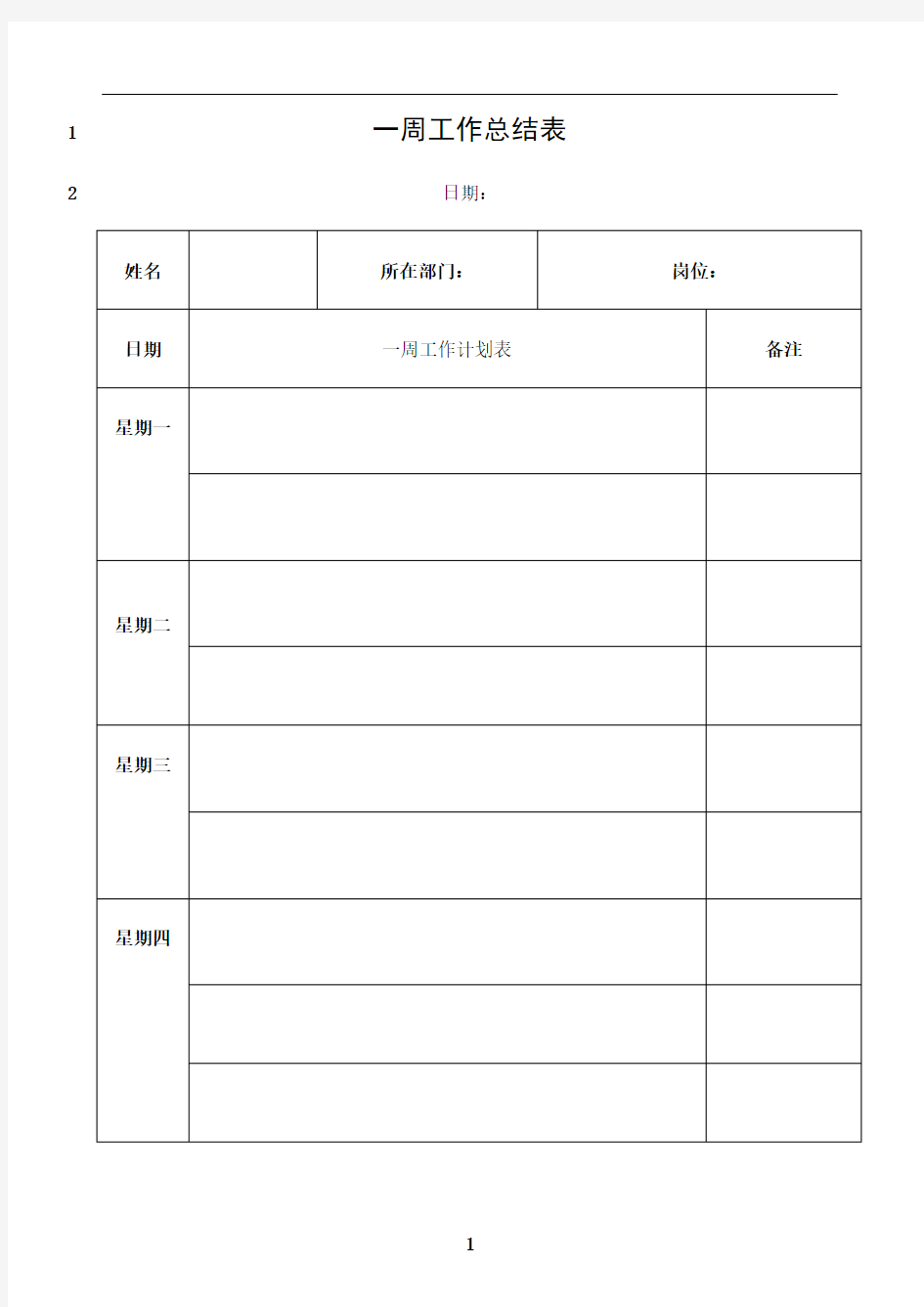 最新一周工作总结汇报表