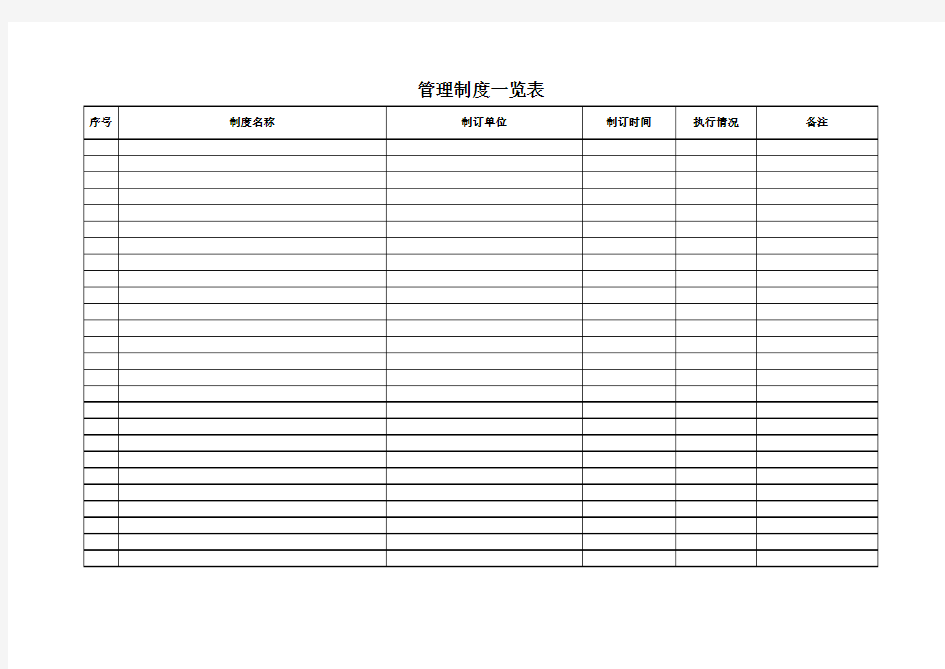 管理制度一览表