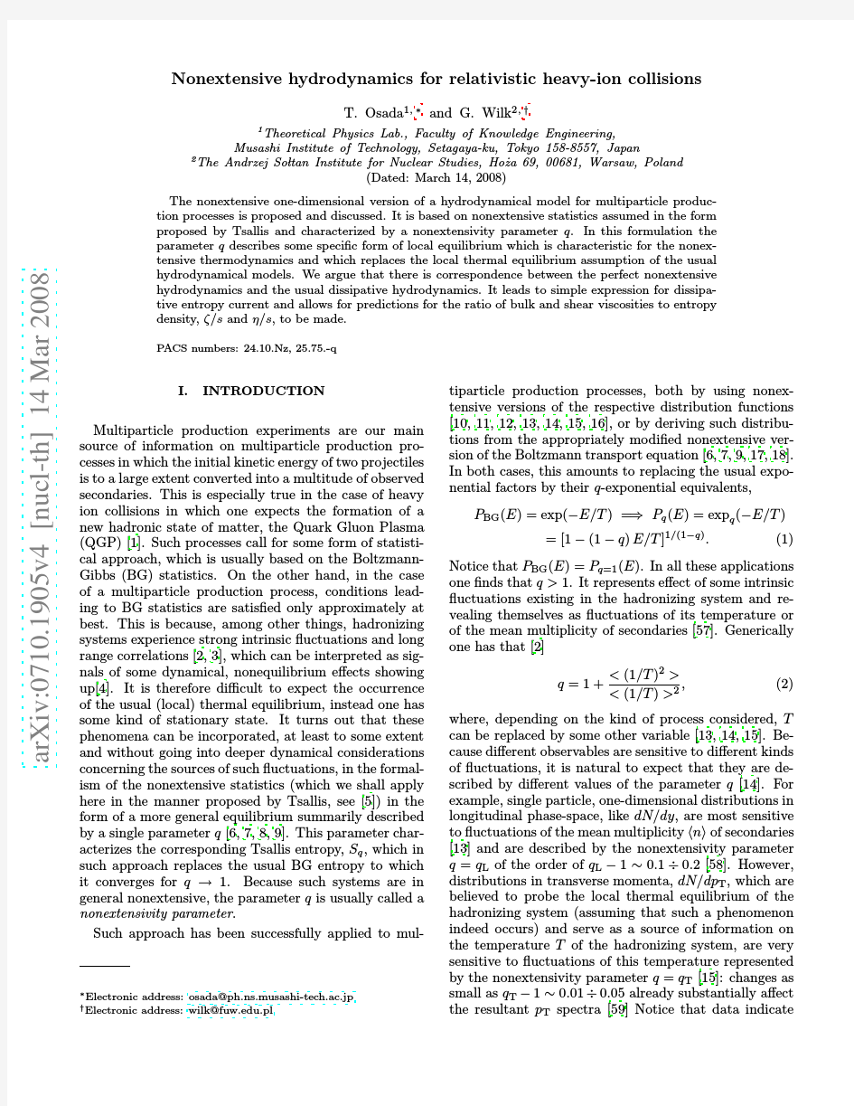 Nonextensive hydrodynamics for relativistic heavy-ion collisions