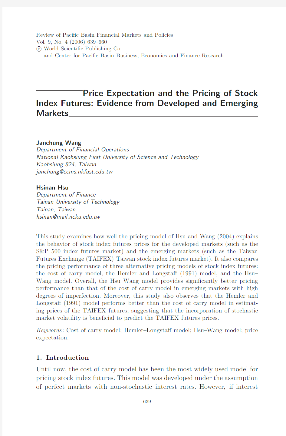 Price Expectation and the Pricing of Stock Evidence from Developed and Emerging