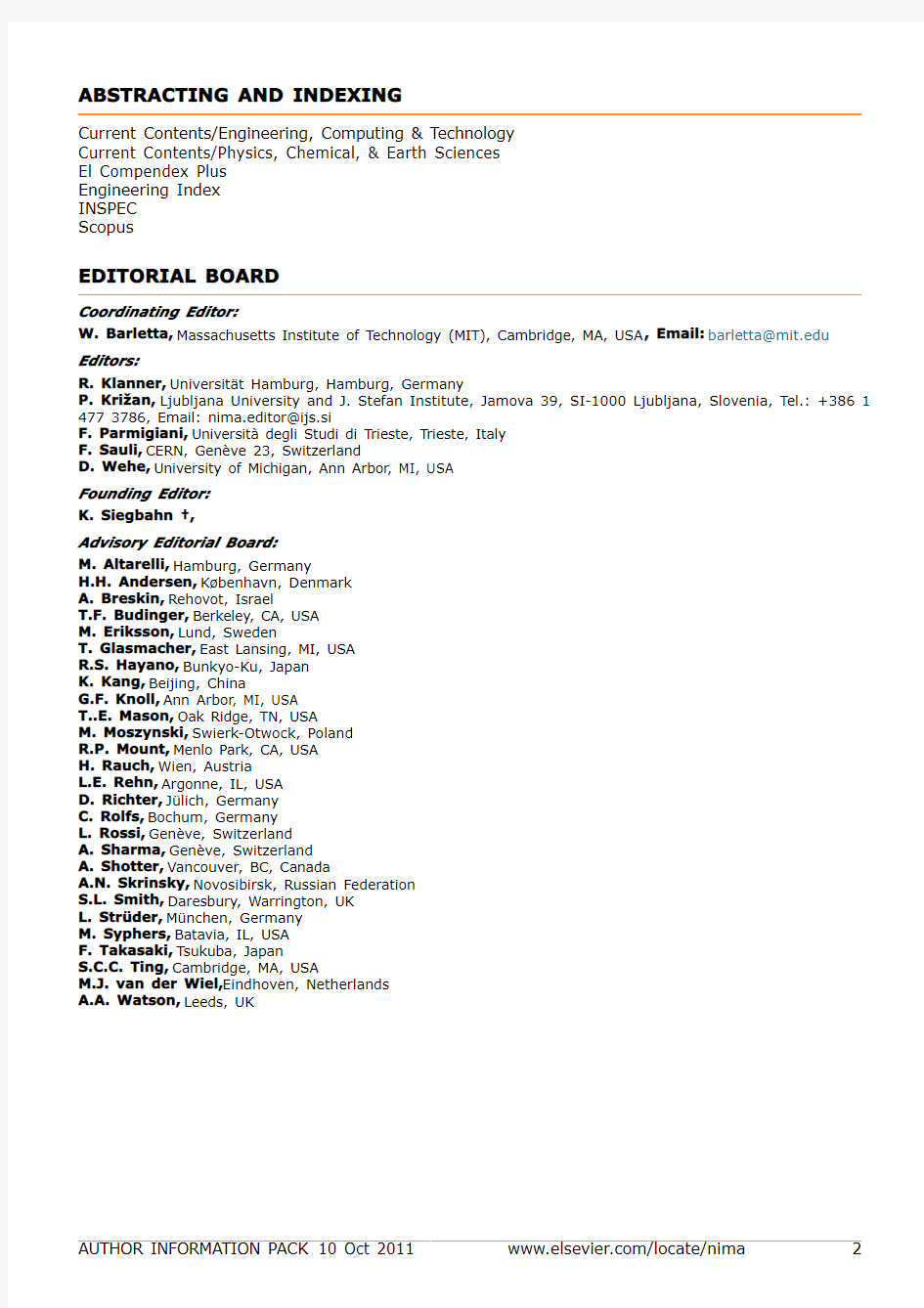 elsevier期刊nuclear instruments and methods in physics research SECTION A(NIM-A)投稿指南