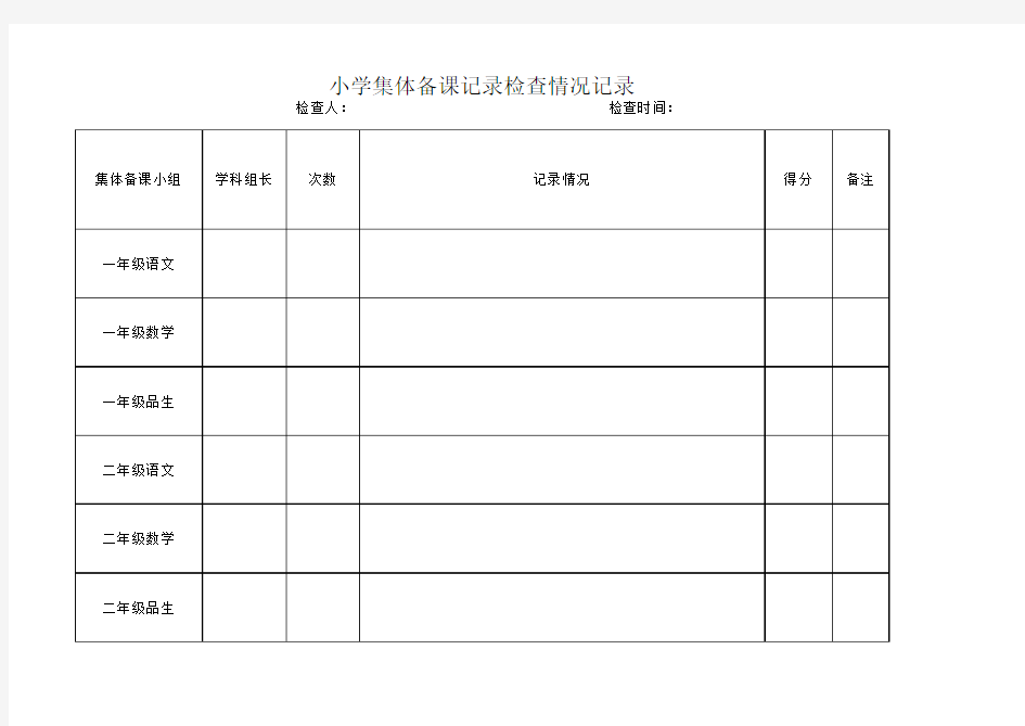 集体备课检查情况记录