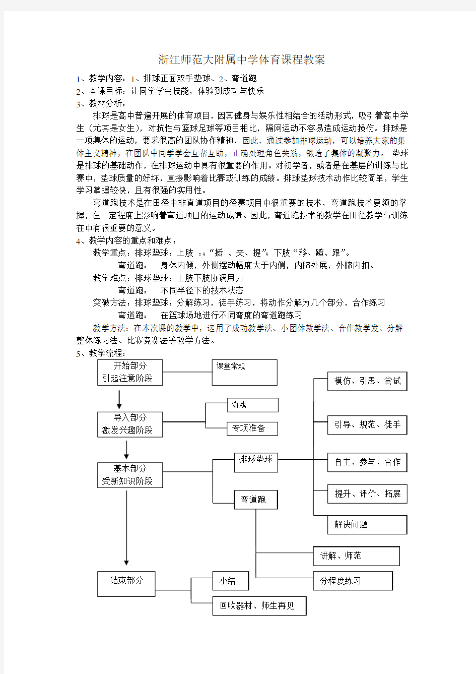 排球体育课程教案