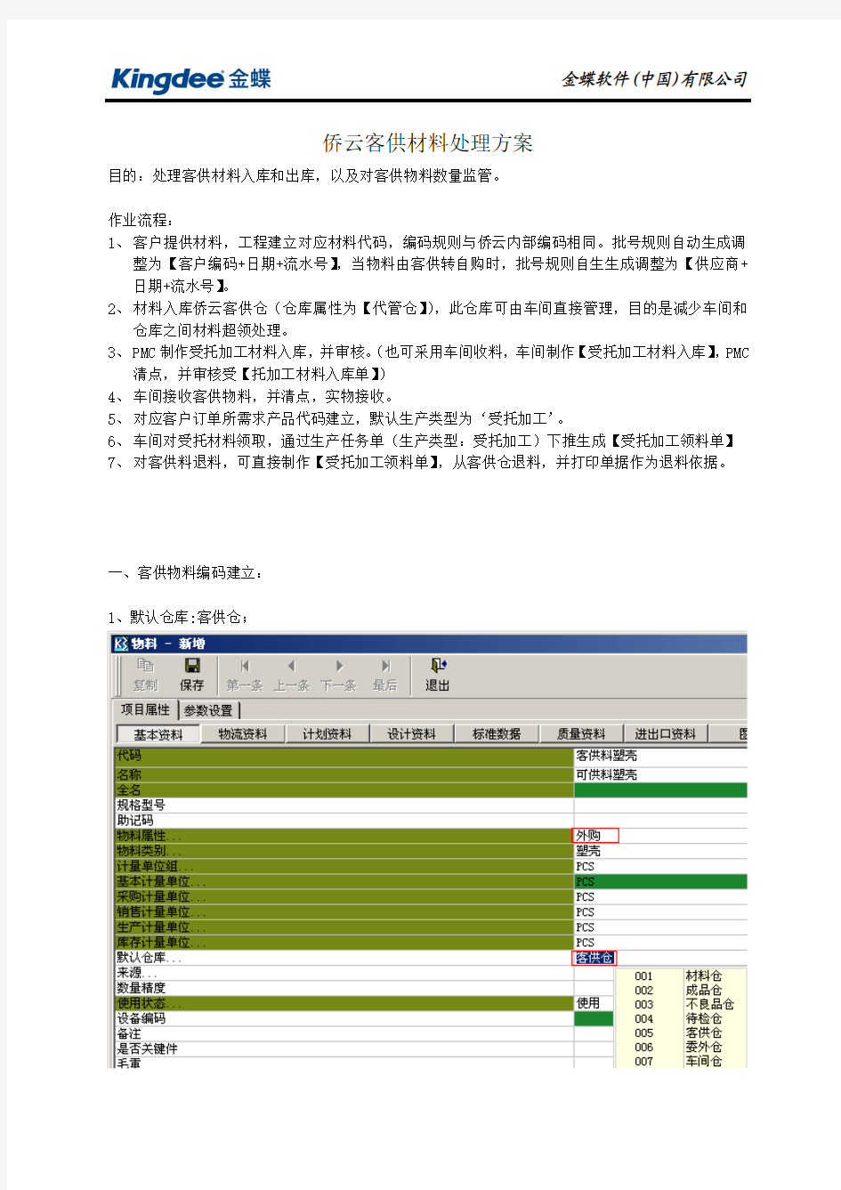 客供材料处理方案