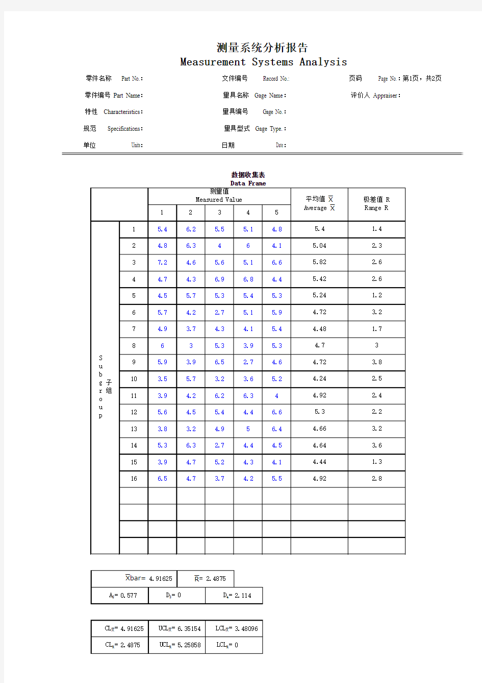 测量系统分析报告MSA五性