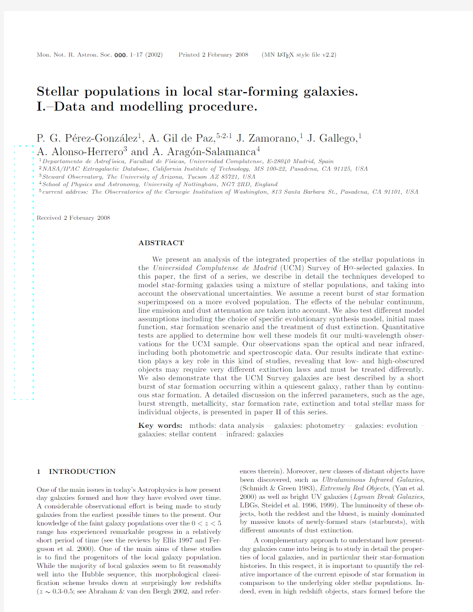 Stellar populations in local star-forming galaxies. I.-Data and modelling procedure