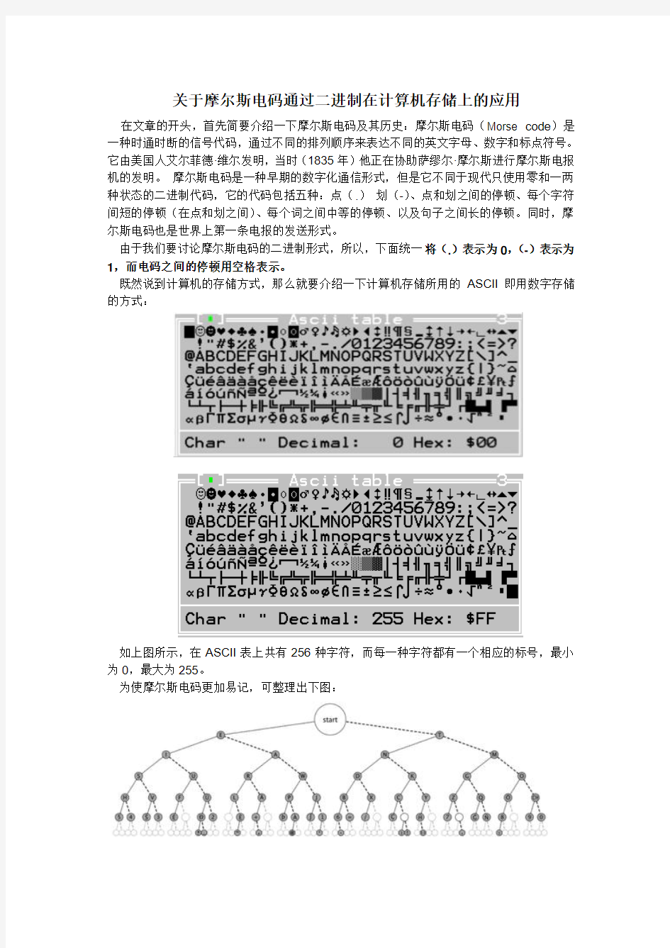 关于摩尔斯电码通过二进制在计算机存储上的应用