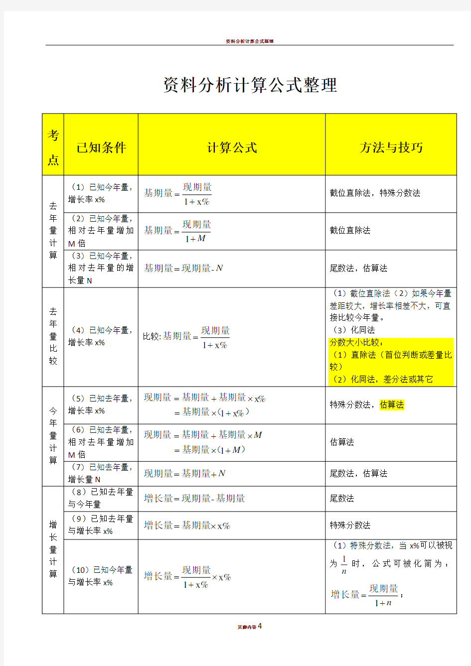 资料分析计算公式整理65423