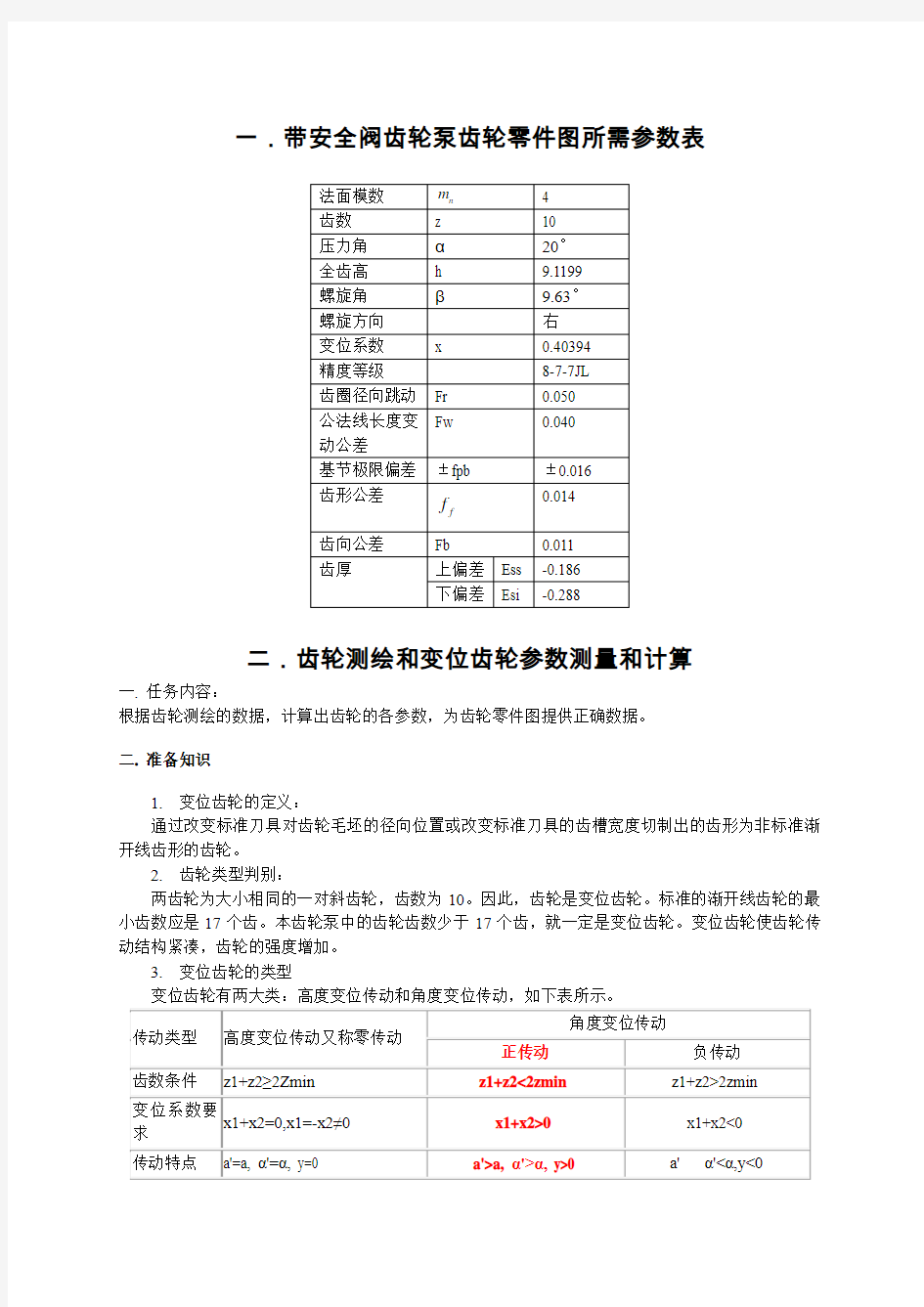 变位齿轮参数及计算