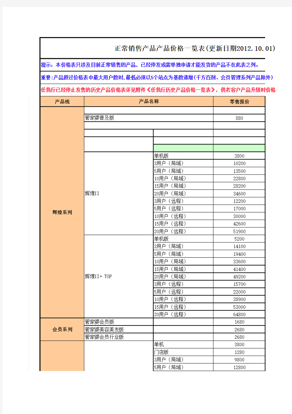 管家婆产品价格表(2012-10)要点