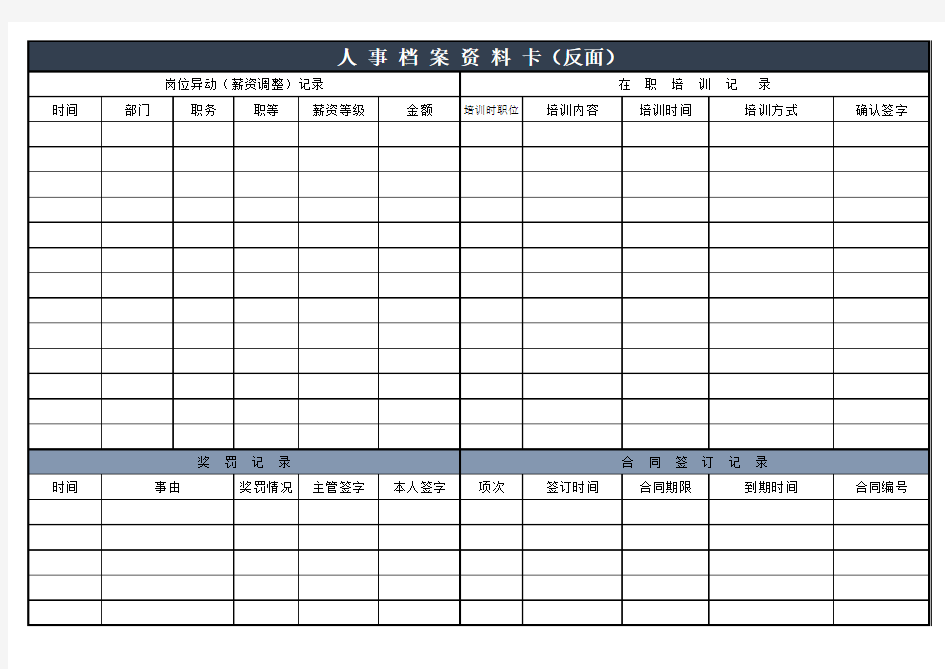 Excel模板：员工个人履历表