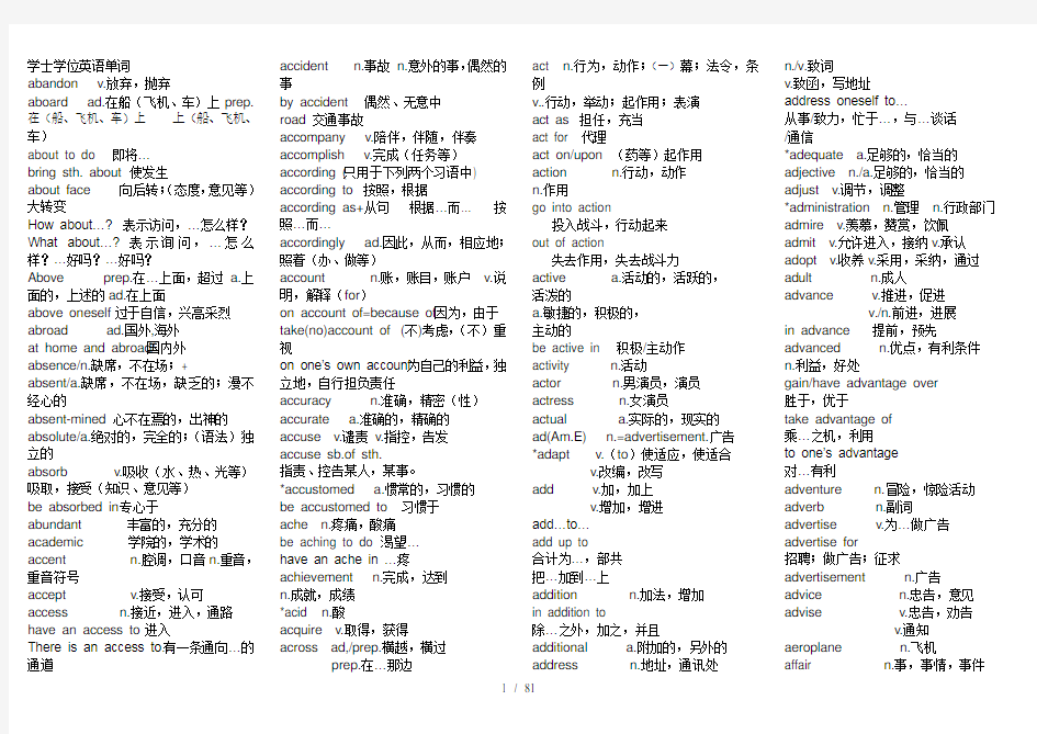 成人学士学位英语单词史上最全