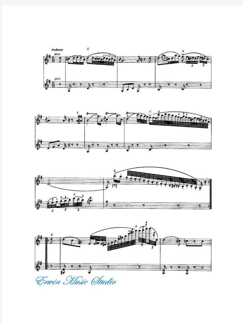 Violin  Nicolo Paganini, Introduction and Variations版本 1小提琴无伴奏曲谱