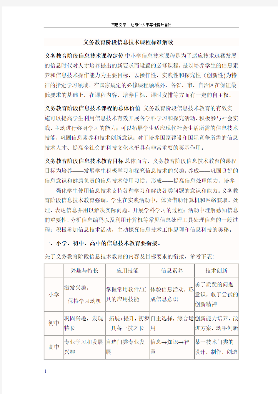 义务教育阶段信息技术课程标准解读(供参考)