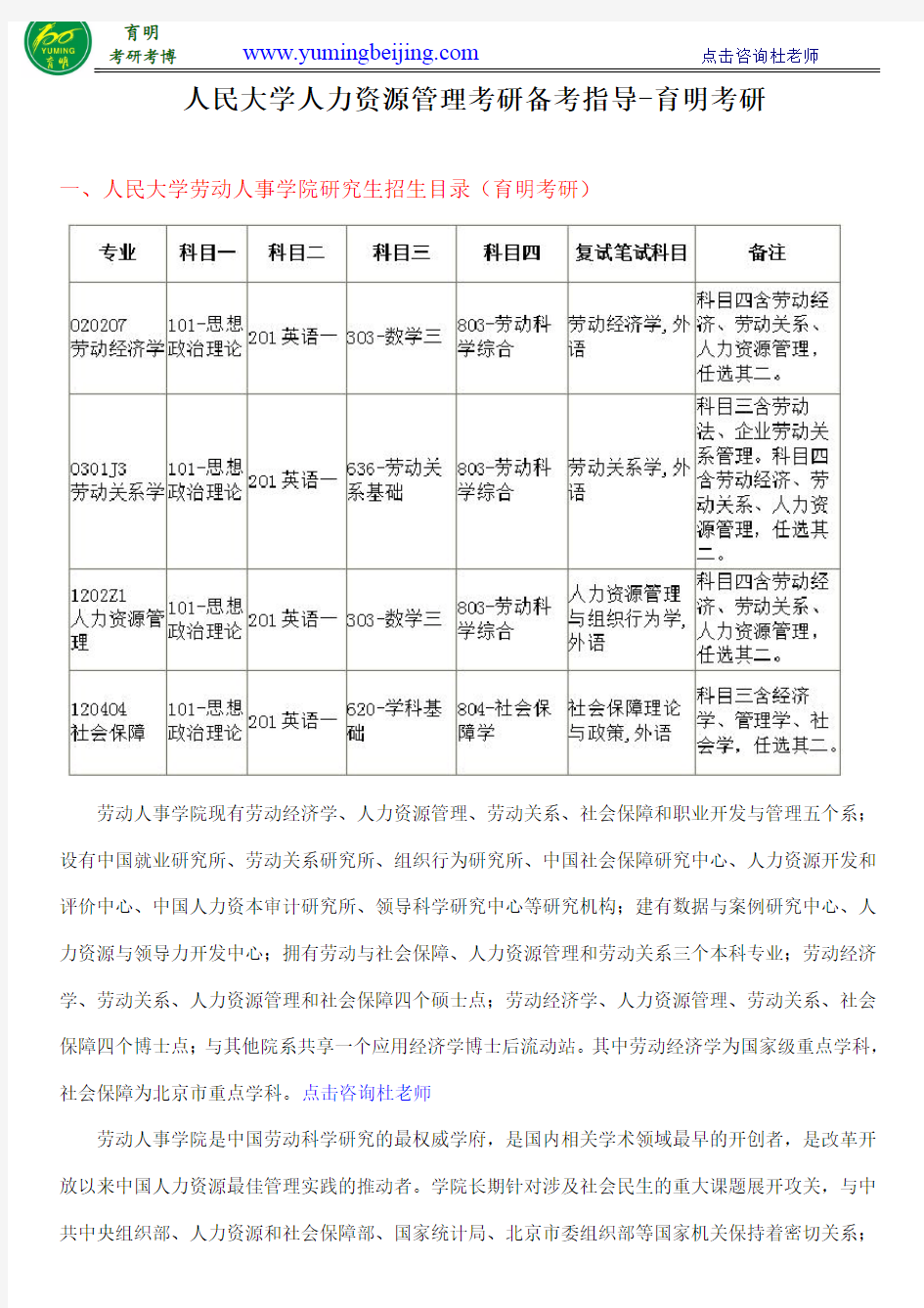 中国人民大学人力资源管理专业考研真题、参考书、分数线、报录比分析
