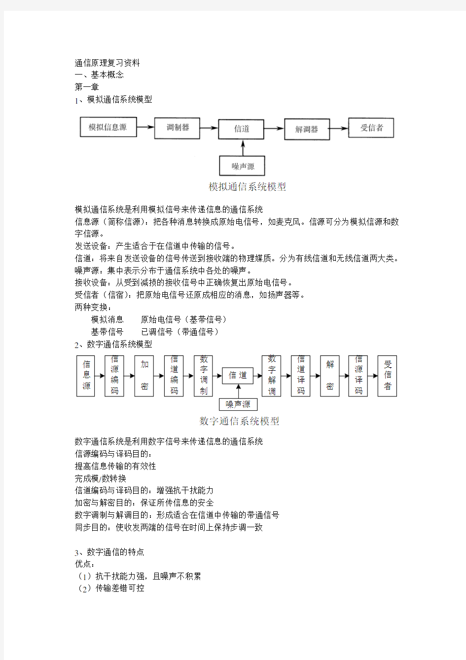 通信原理复习资料(根据南邮课件总结)