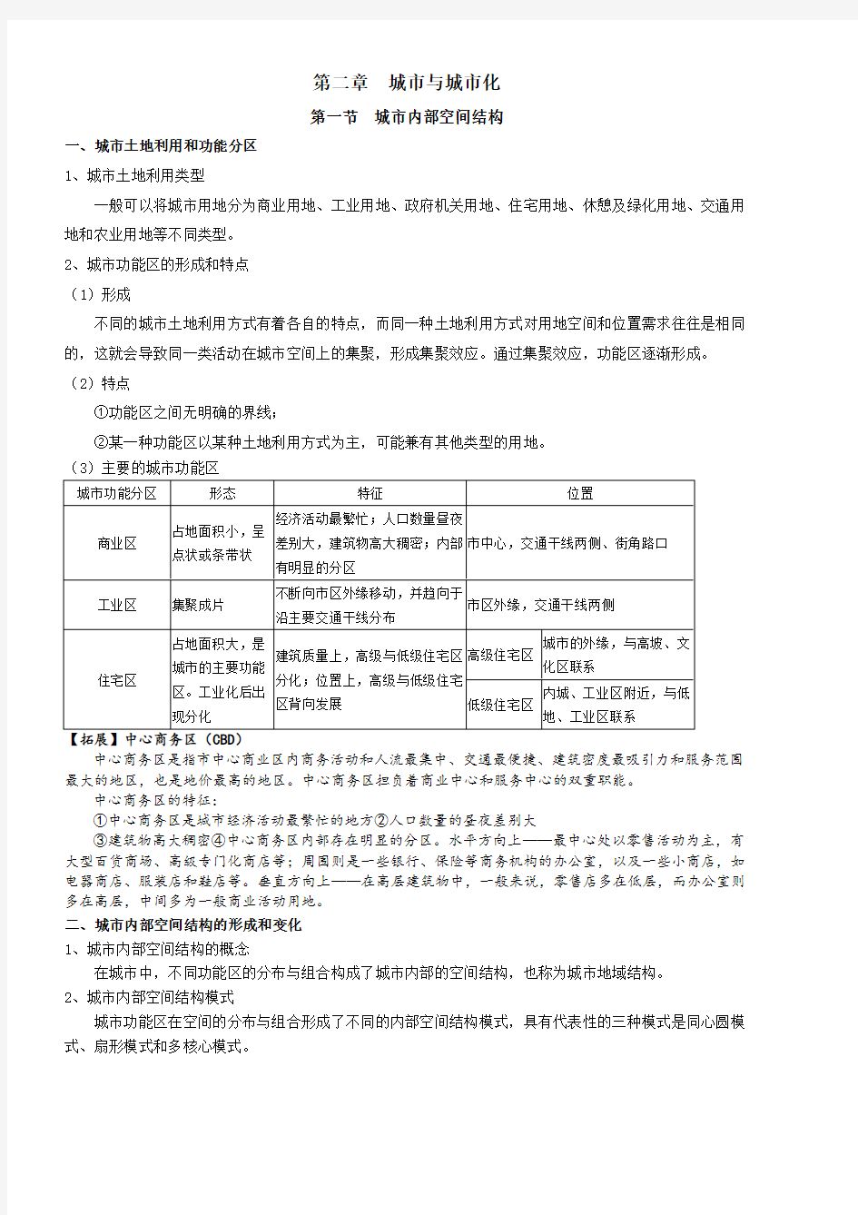 (完整版)第二章__城市与城市化知识点总结,推荐文档