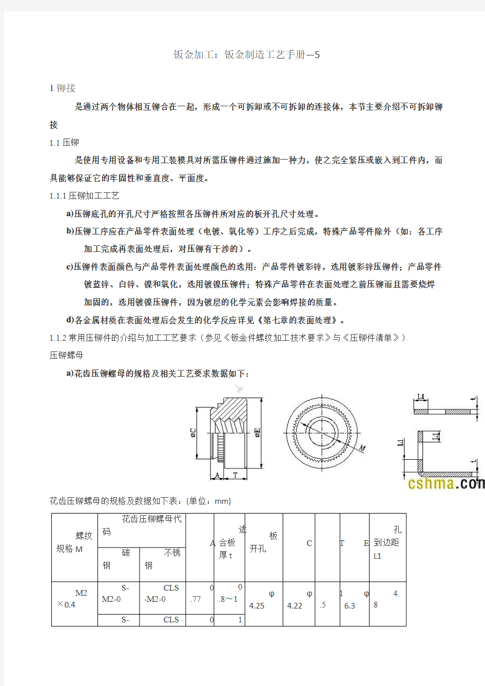 钣金加工压铆手册