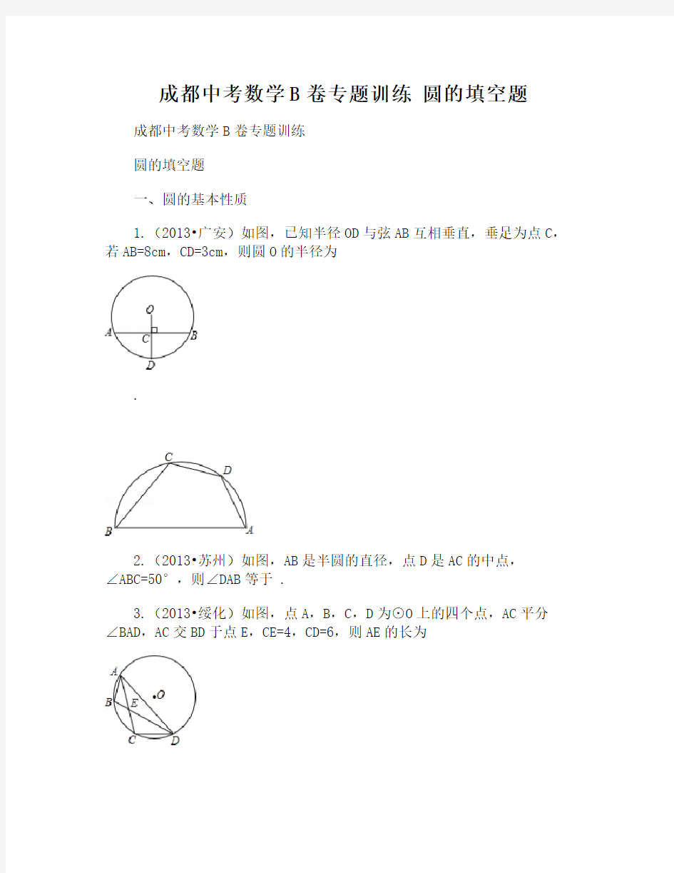 中考数学B卷专题训练 圆的填空题