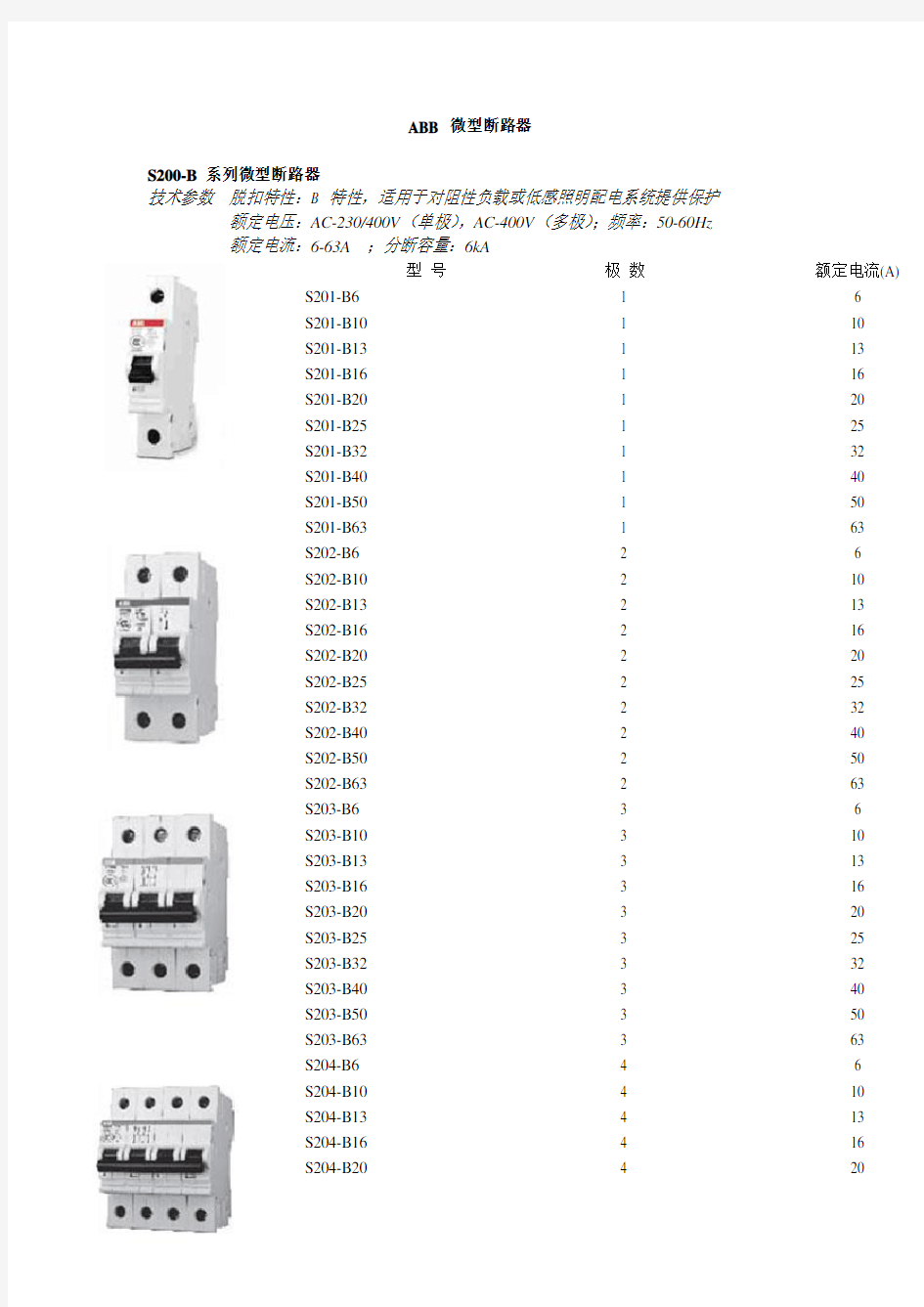 自己总结的很好ABB低压电气快速选型