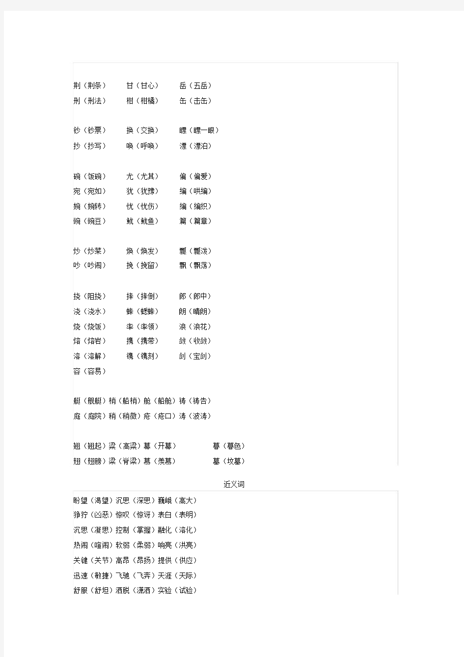 小学五年级语文下册字词分类专项解析.doc