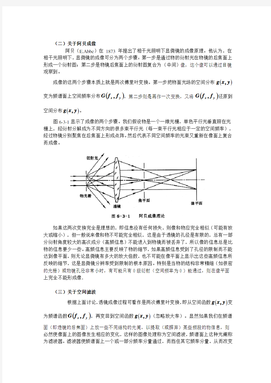 实验四 阿贝成像与空间滤波