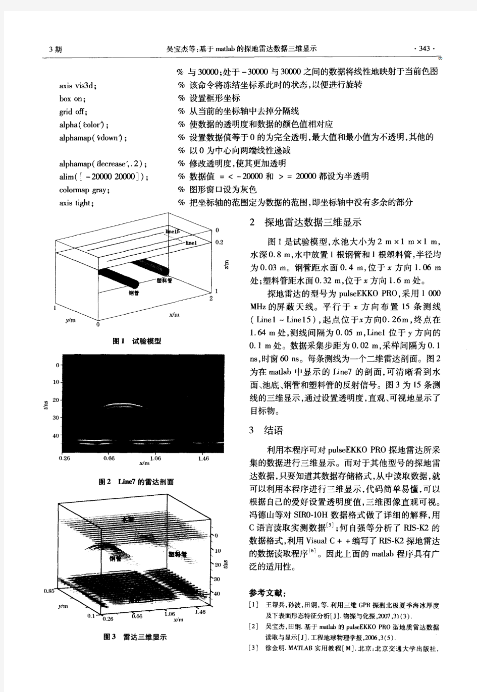 基于matlab的探地雷达数据三维显示