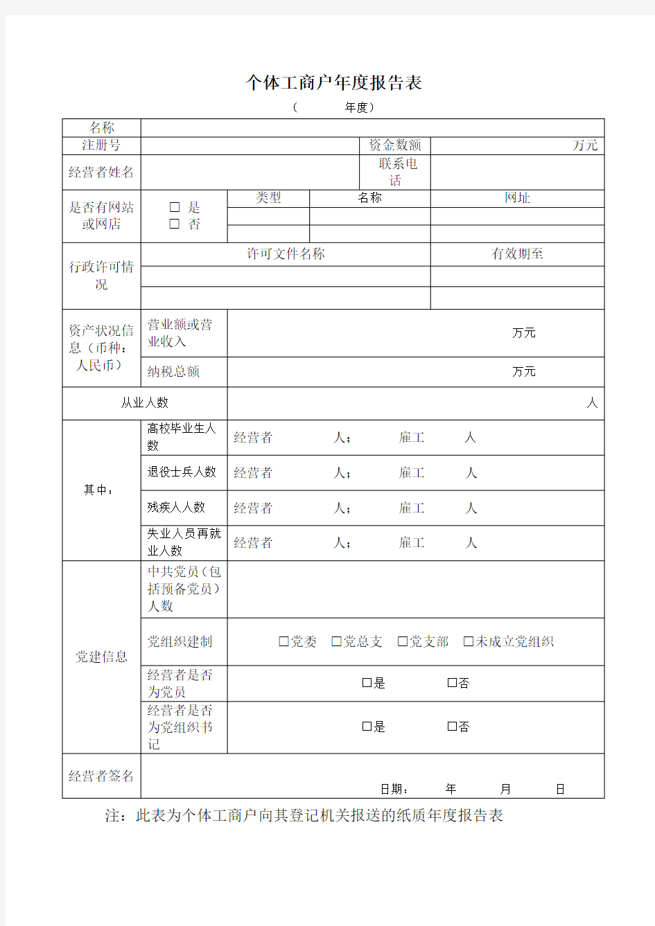 工商年检范本