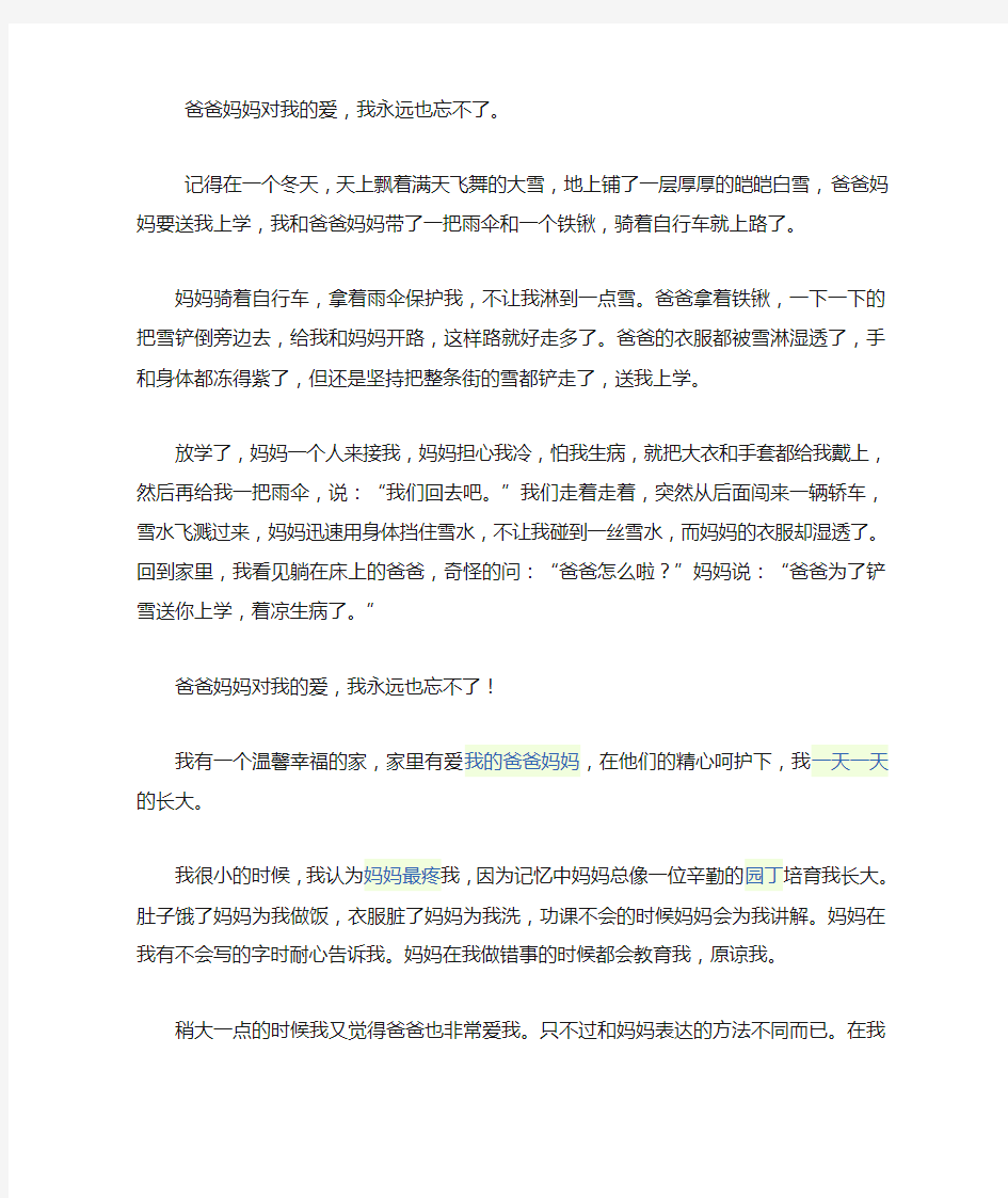 父母对你的爱的作文