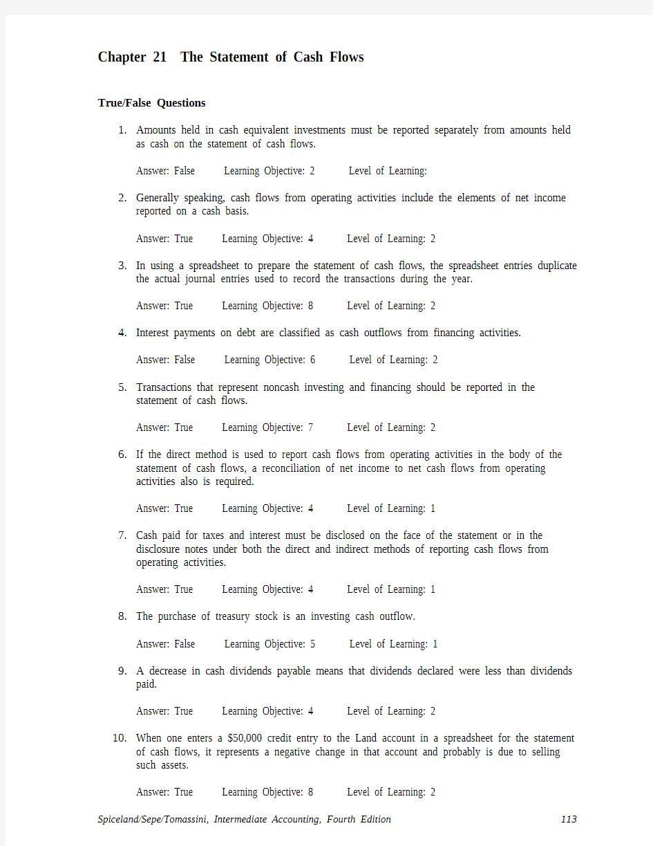 Intermediate Accounting - Spiceland Test Bank