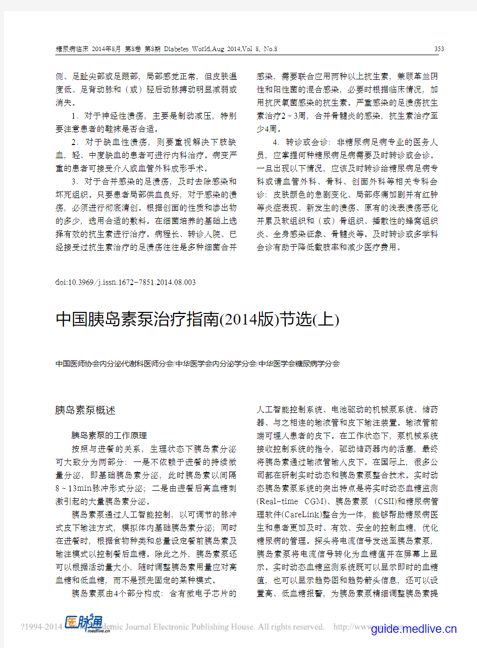 [期刊版]中国胰岛素泵治疗指南(2014版)节选(上)