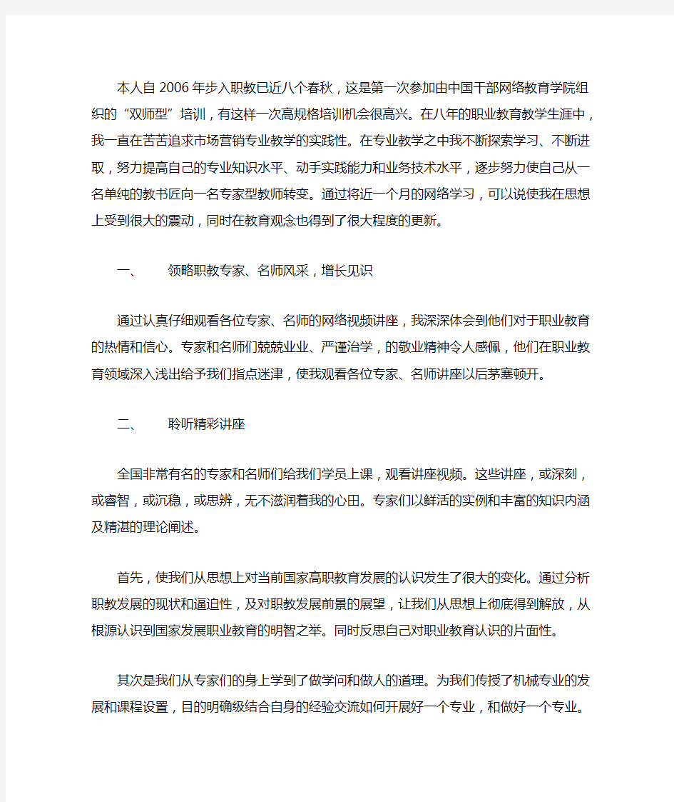 双师型教师培训心得体会