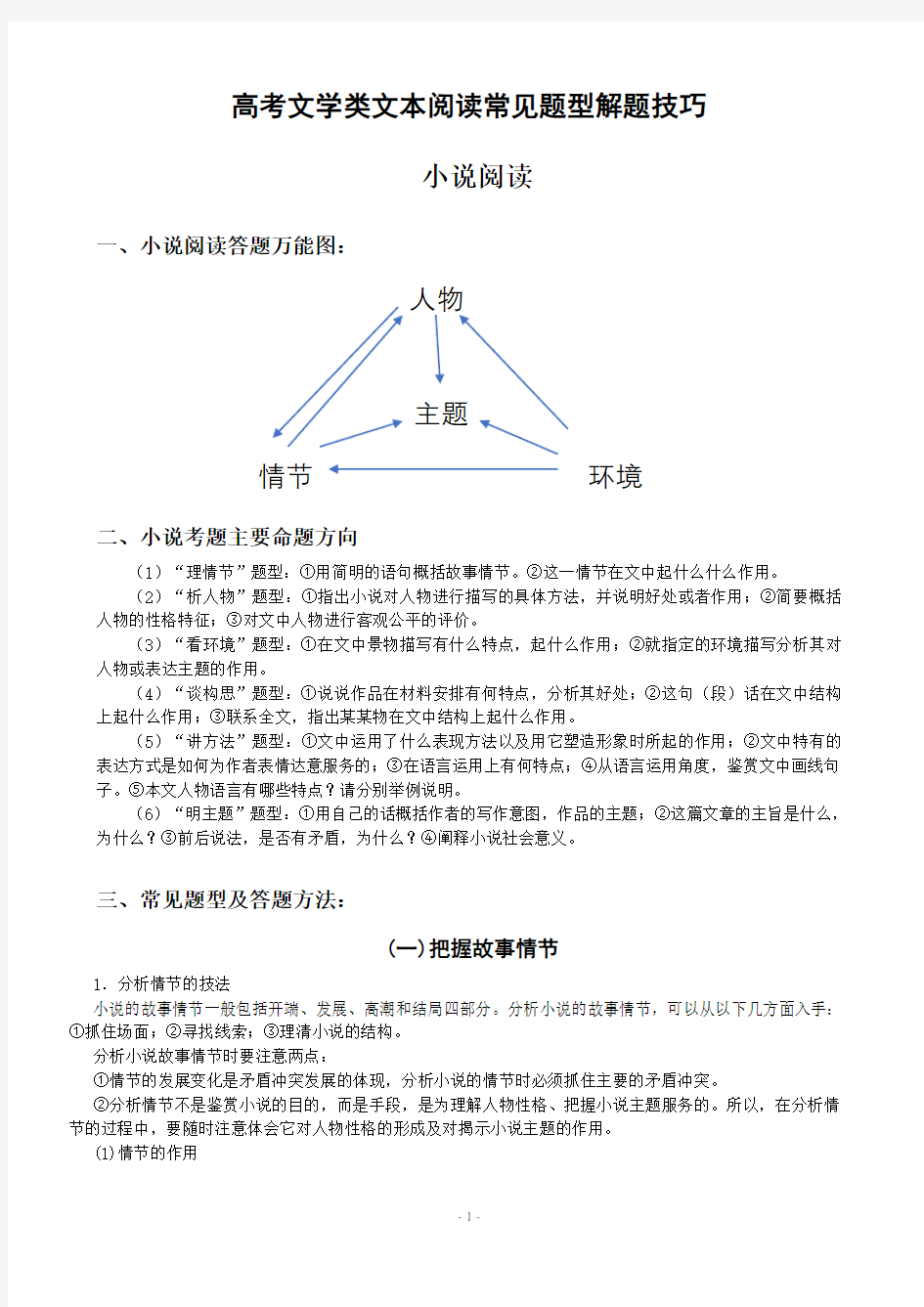 (用)文学类文本阅读常见题型解题技巧