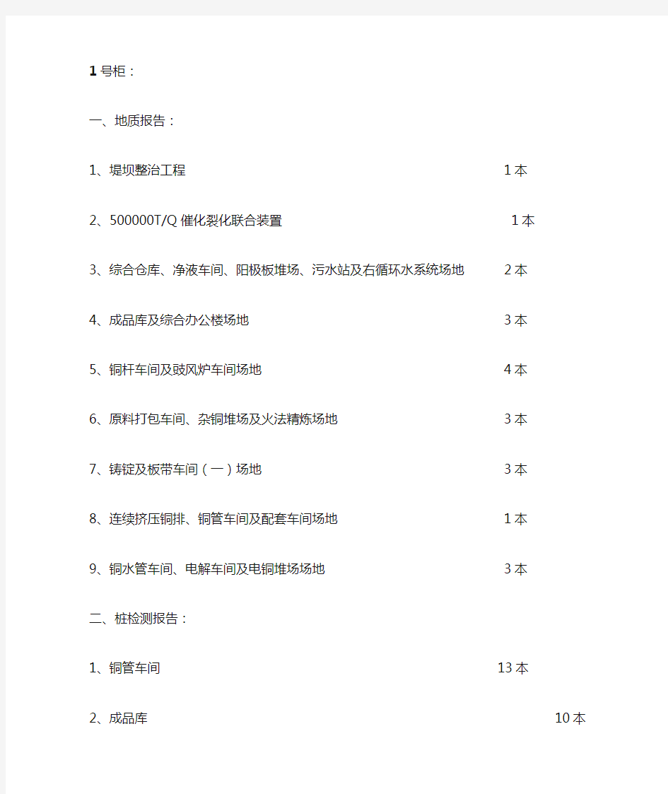 (档案管理)档案室资料柜清单