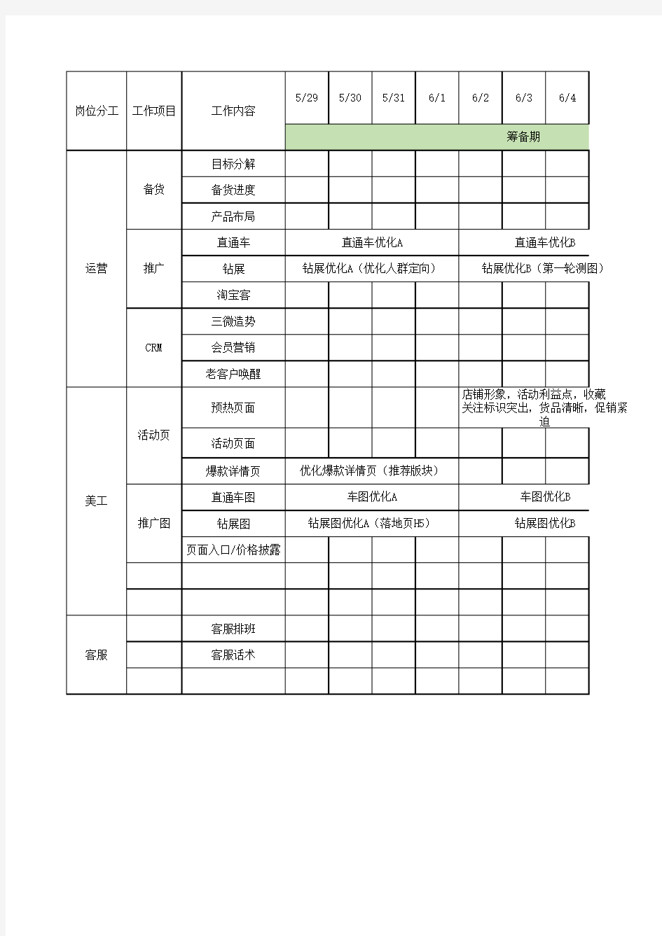 618时间节点工作安排表