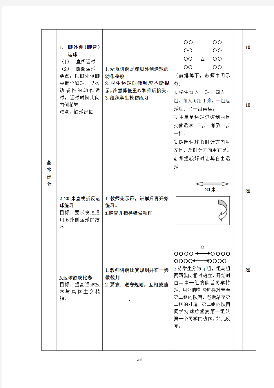 足球运球教案