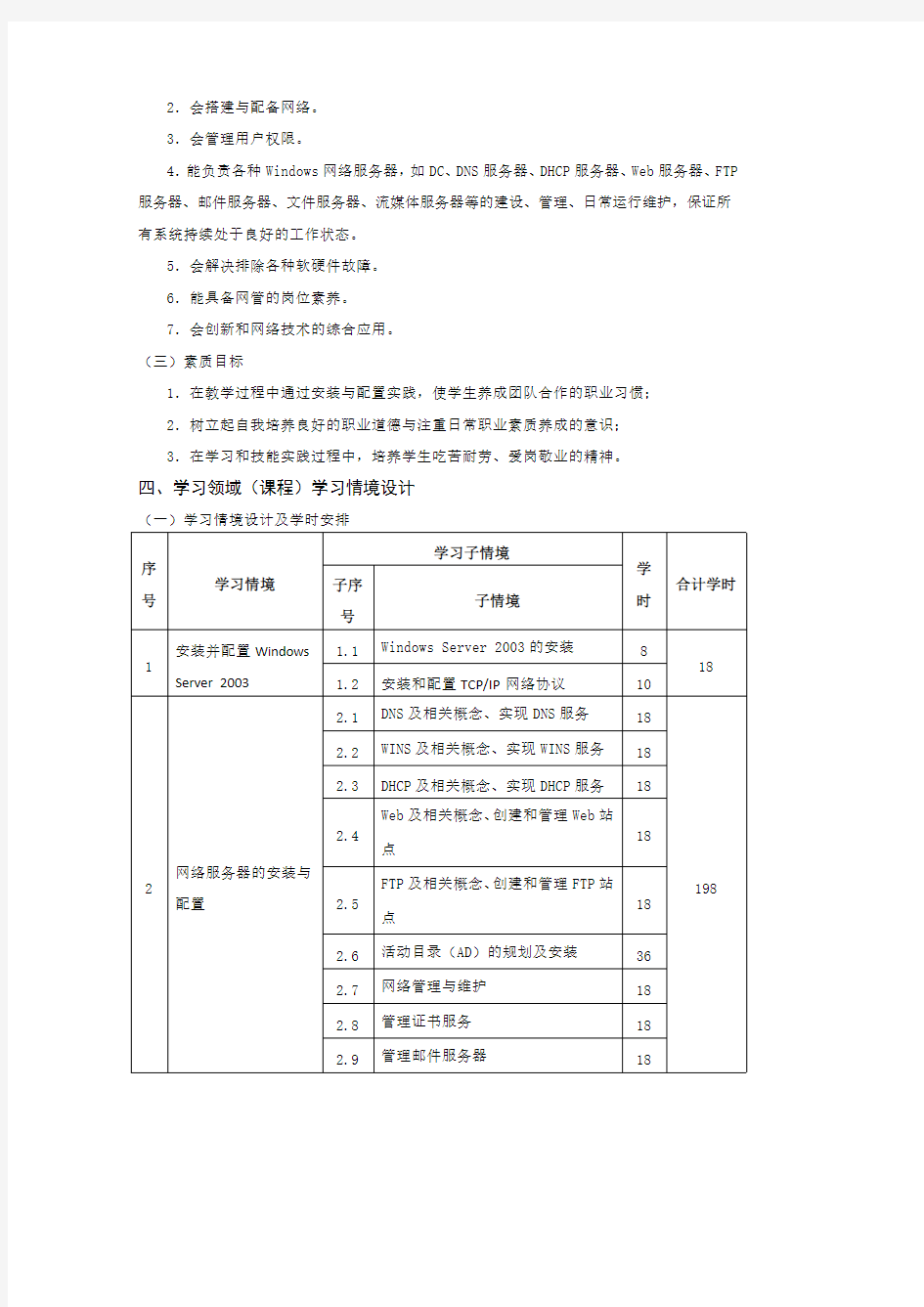 课程标准--网络服务器配置