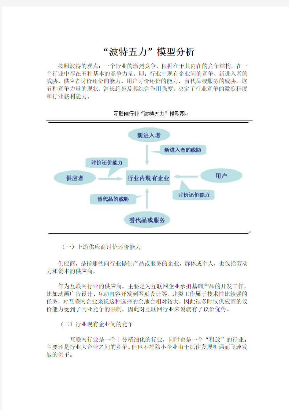 “波特五力”模型分析