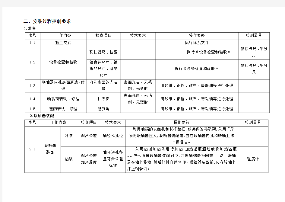 联轴器安装基本要求