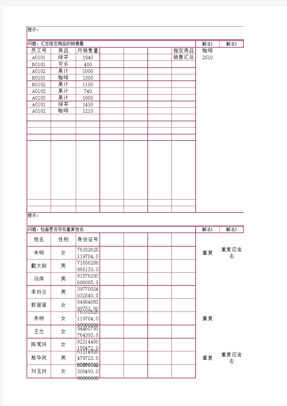 excel函数习题-excel函数练习-excel常用函数