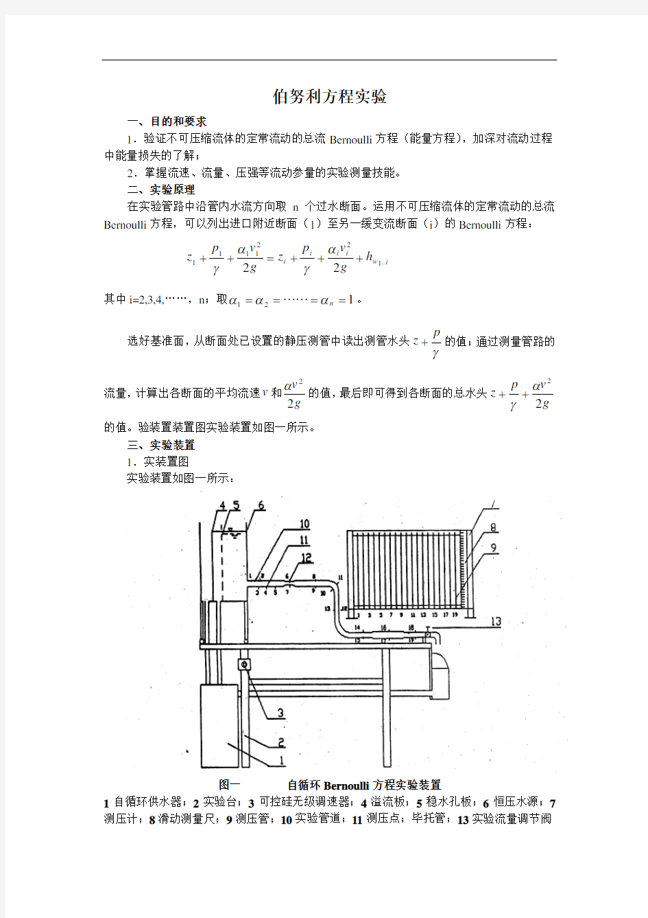 伯努利方程实验