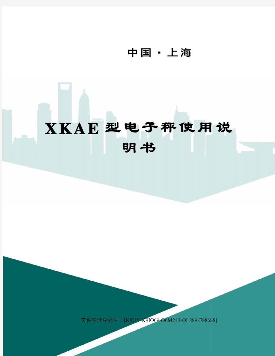 XKAE型电子秤使用说明书图文稿