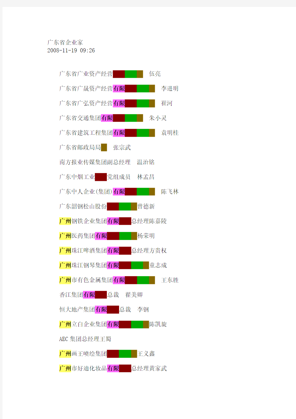 (领导管理技能)广东省企业家名录