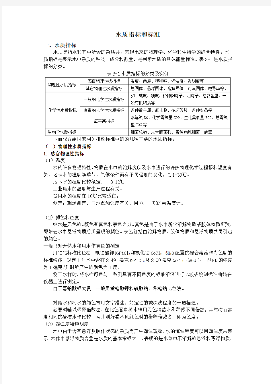 水质指标和标准123分析