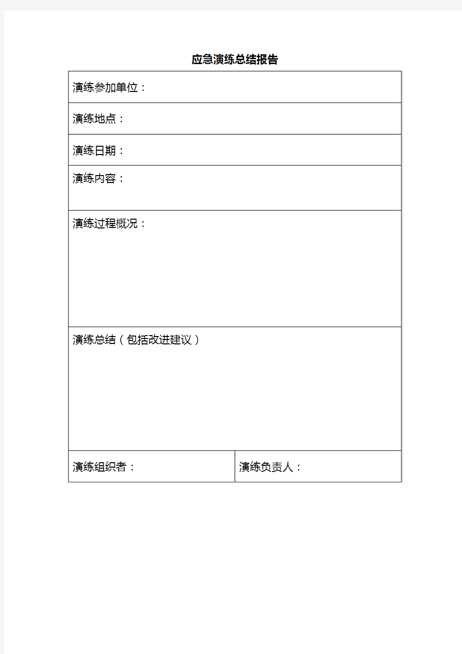 应急演练总结报告和应急预案演练人员签到表