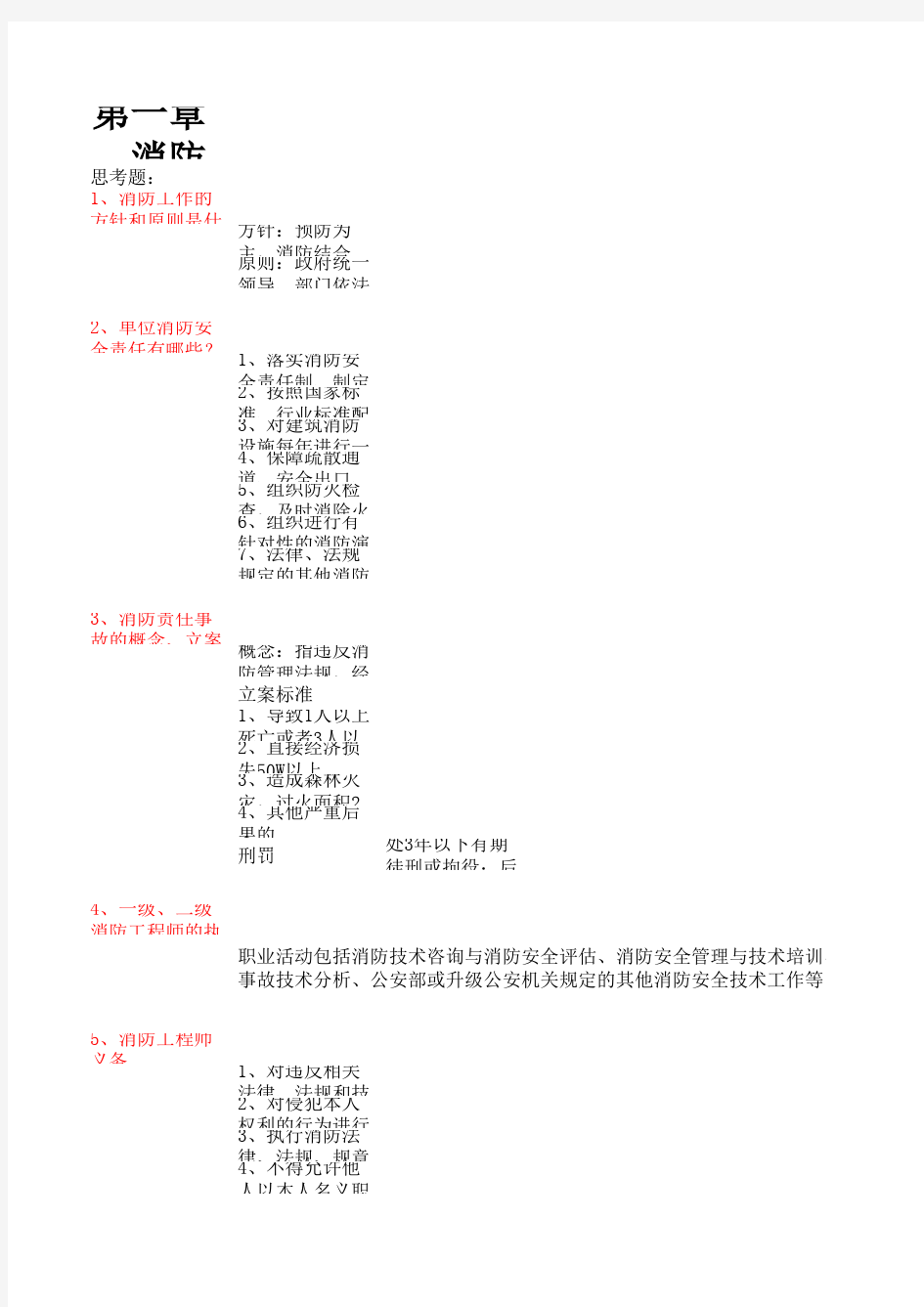 注册消防工程师综合能力知识点